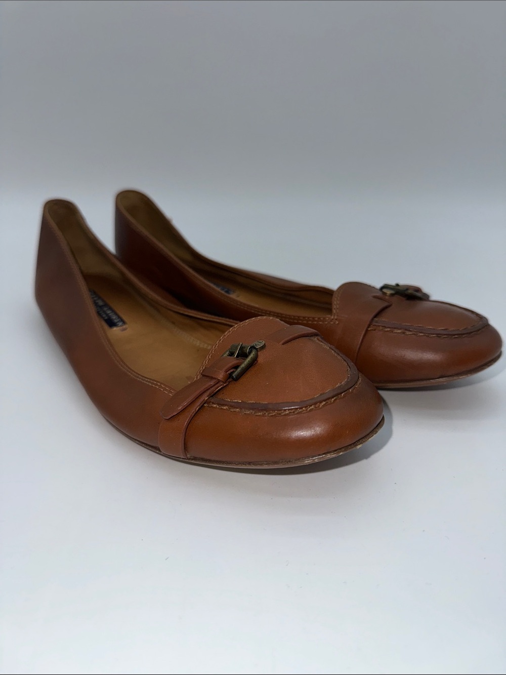 Ralph Lauren Collection Brown Leather Buckle Loafers